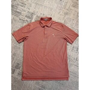 Peter Millar Summer Comfort Polo Shirt Mens Large Striped Golf Palm Tree